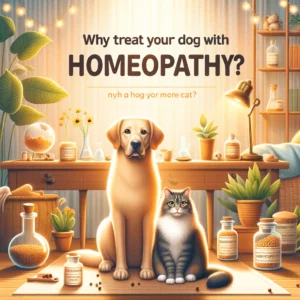 Voici le visuel pour illustrer votre article de blog intitulé "Pourquoi soigner son chien ou son chat avec l'homéopathie ?".